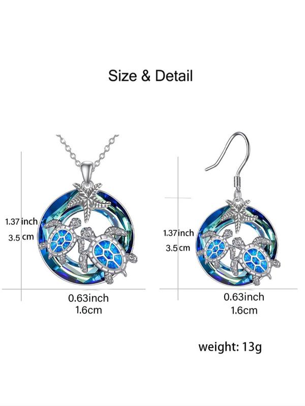 Cute Turtle & Starfish Design Necklace & Earrings, Rhinestone Decor Fashion Jewelry for Party, Daily Clothing Decor, Trendy All-match & Exquisite Jewelry for Birthday Gift