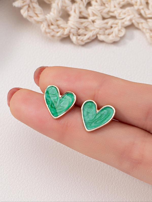 Cute Colorful Heart Shaped Stud Earrings, 7 Pairs Fashionable  Elegant Stud Earrings for Women & Girls, Trendy All-match & Exquisite Jewelry for Birthday Gift