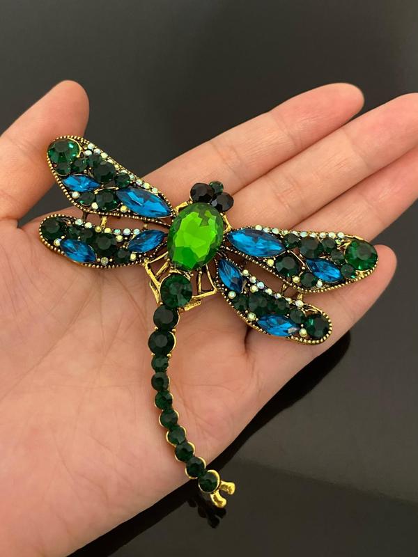 Artificial Crystal Dragonfly Design Brooch, Cute Animal Design Brooch, Fashionable Clothes Accessories for Women & Men