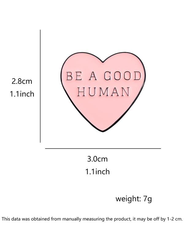 Heart & Slogan Design Brooch, Fashionable Clothes Accessories for Women & Men, Enamel Pin Suitable for Backpacks, Jeans, Scarves, Hats Decoration Fixed Buckle, Casual Alloy Jewelry