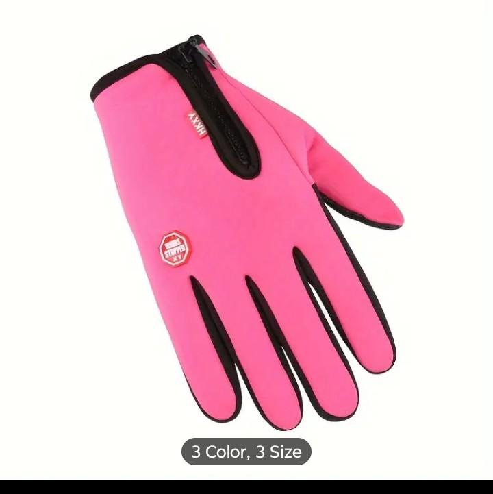 Waterproof Fleece Lined Gloves with Touchscreen and Zipper for Autumn and Winter Outdoors