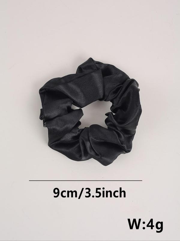 Solid Color Ruched Design Hair Tie, Elegant High Stretch Scrunchie for Women & Girls, Minimalist Headwear Suitable for Thick Hair