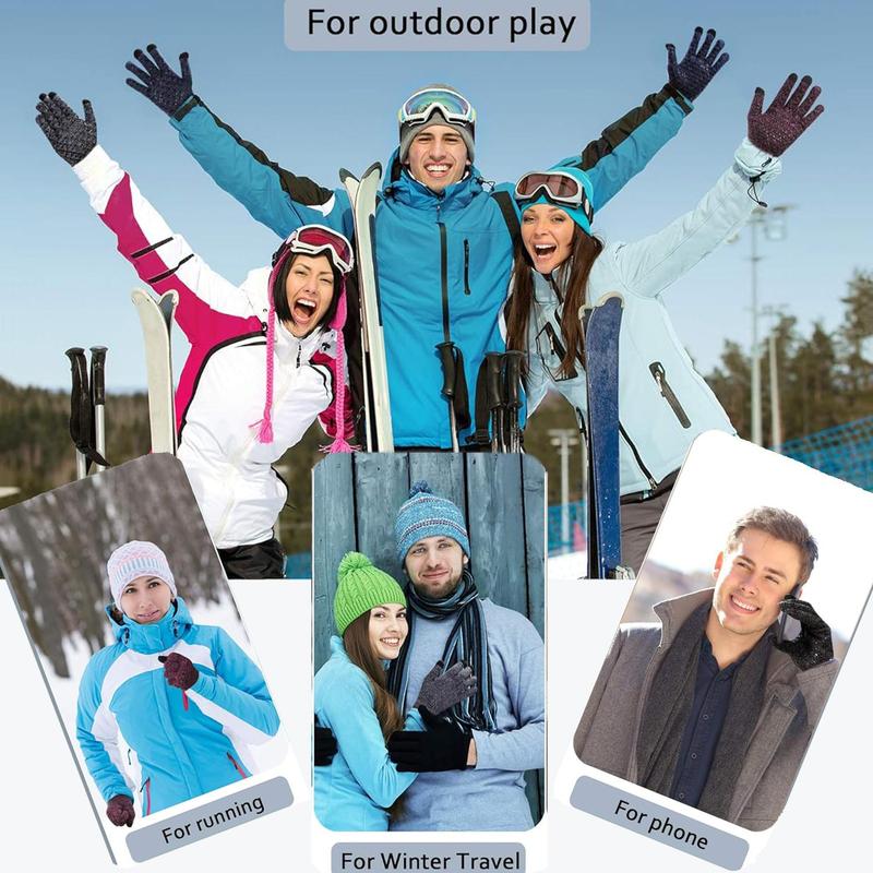 Winter Gloves, Touch Screen Cold Weather Thermal Warm Knit Glove for Running Driving Hiking, Sports Gloves for Men & Women