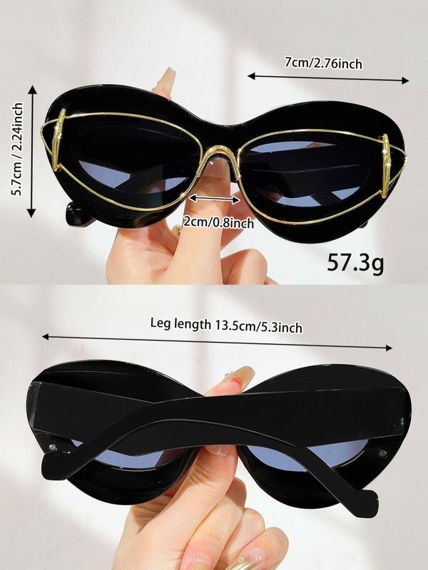 Women's Vintage Cat Eye Frame Sunglasses, Summer Trendy Casual Sunglasses for Everyday Use, Fashion Accessories for Outdoor Activities