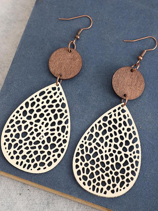 Women's Elegant Hollow Out Water Drop Shape Dangle Earrings, Summer Trendy Vintage Retro Dangle Earrings, Chic Gorgeous Jewelry As Gift for Girlfriend