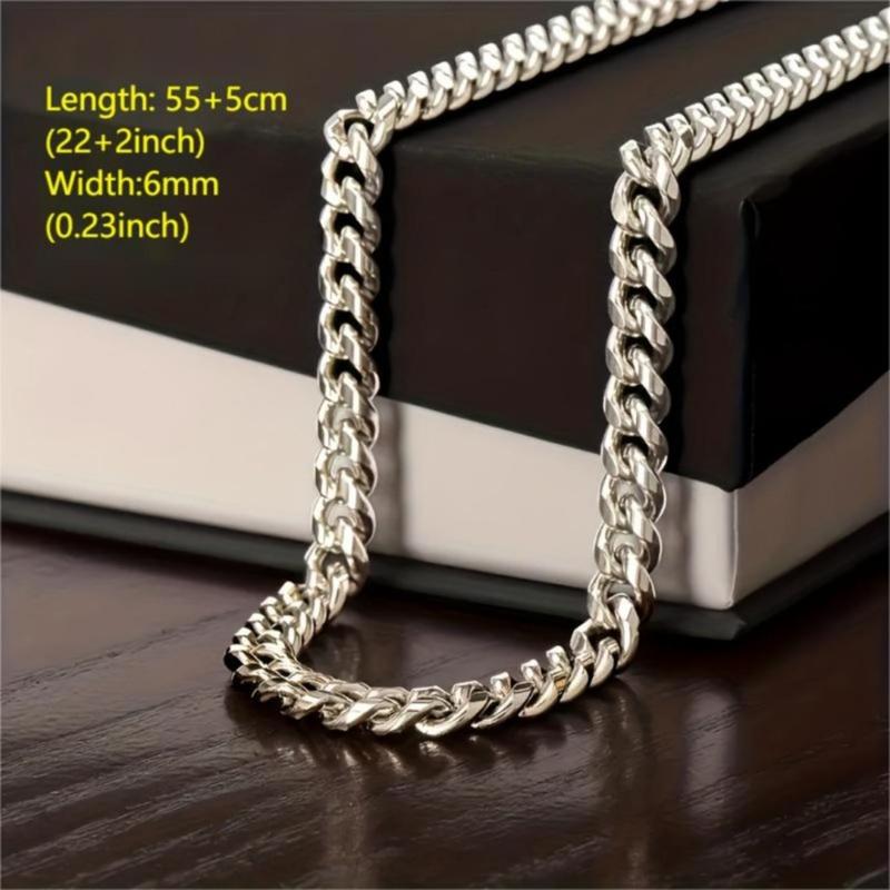 Men's Chain Necklace & Gift Card & Gift Box, 1 Set Fashion Stainless Steel Necklace Gift Box Set, Domineering Hip-hop Punk Rock Chain Gift for Men