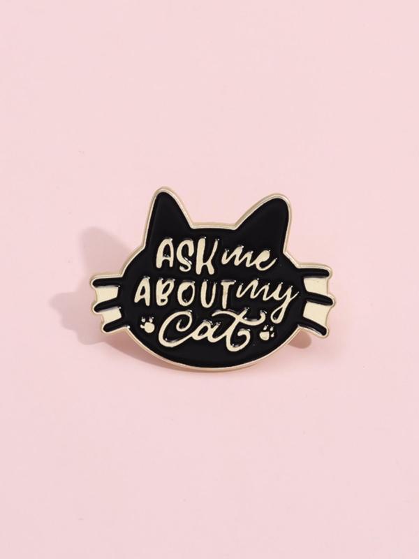 Cute Cartoon Cat Brooch Pin, Punk Style Enamel Pin, Fashion Clothes Accessories for Backpacks, Jeans, Scarves, Hats Decoration, Unisex Casual Alloy Jewelry