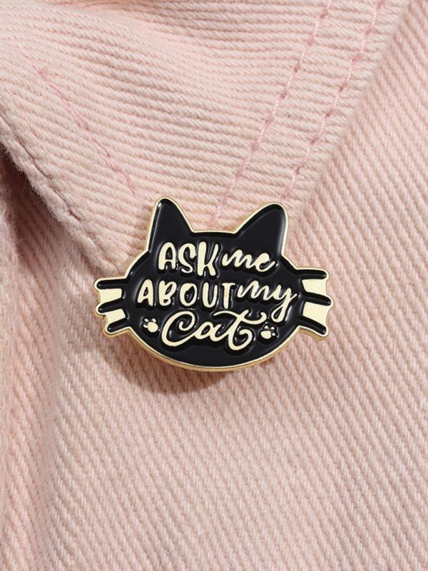 Cute Cartoon Cat Brooch Pin, Punk Style Enamel Pin, Fashion Clothes Accessories for Backpacks, Jeans, Scarves, Hats Decoration, Unisex Casual Alloy Jewelry