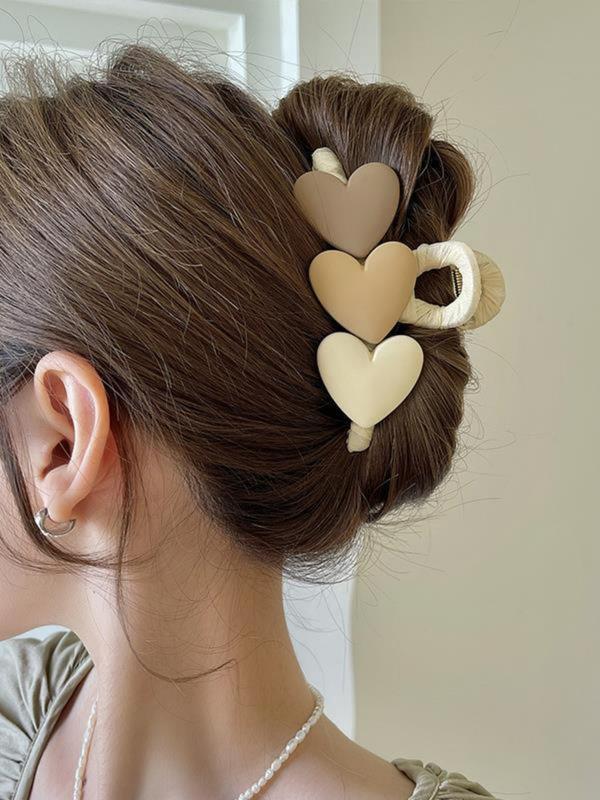 Cute Heart Shaped Hair Claw, Elegant Large Size Claw Clips, Fashionable Hair Accessories for Women & Girls