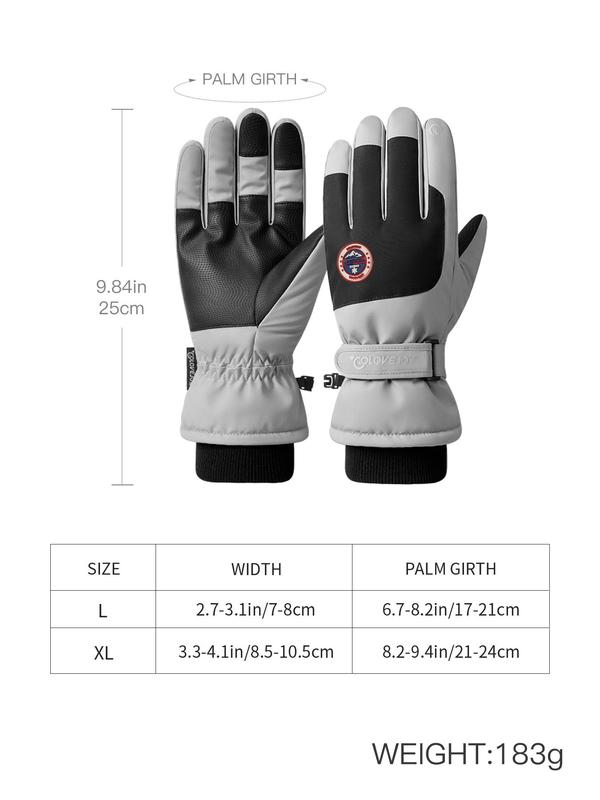 Unisex Colorblock Patched Design Touch Screen Gloves, Waterproof Winter Warm Gloves, Outdoor Sports Gloves for Skiing, Cycling, Hunting, Shooting