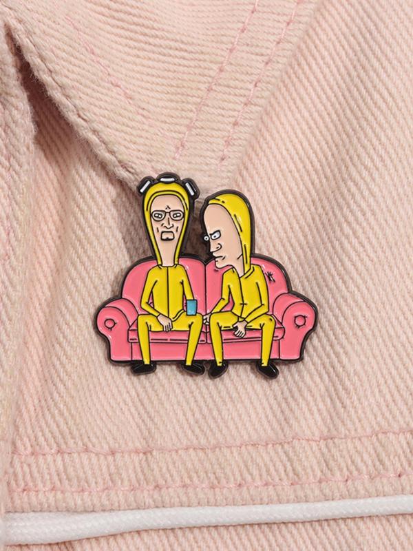 Cartoon Couple Brooch, Cute Cartoon Badge for Women & Men, Enamel Pin Suitable for Backpacks, Jeans, Scarves, Hats Decoration