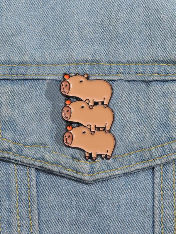 Cute Cartoon Capybara Design Brooch, Fashion Alloy Badge for Women & Men, Enamel Pin Suitable for Backpacks, Jeans, Scarves, Hats Decoration