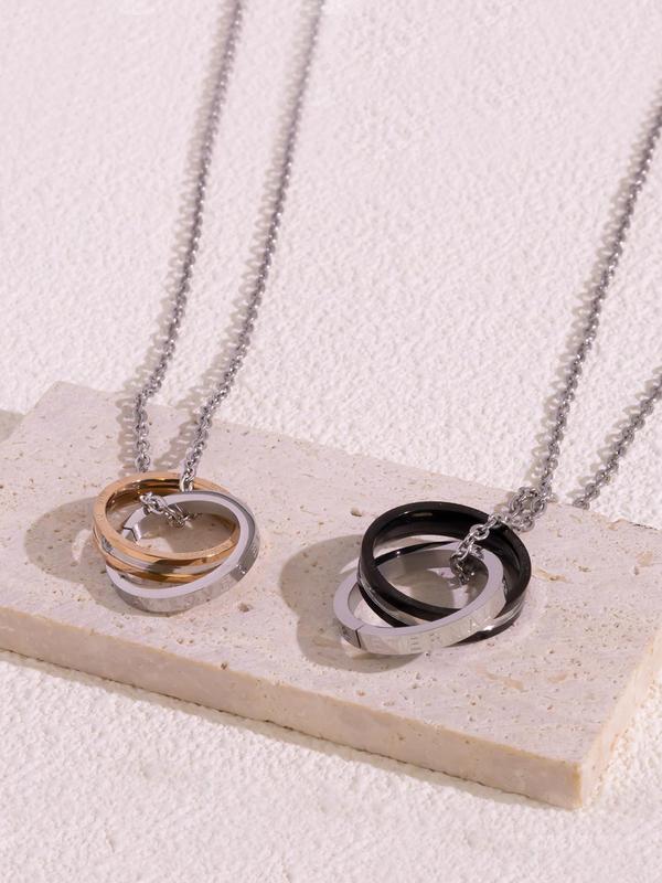 Couple Jewelry Set, Chain Necklace & Bracelet, Stainless Steel Jewelry Set, Fashion Accessories for Men & Women