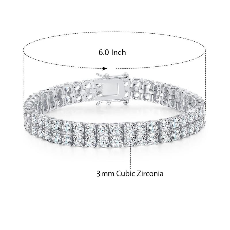 Tennis Bracelet 3MM Double Row  Bracelet for Women Men with Certificate of Authenticity 6.5inch-8.5inch