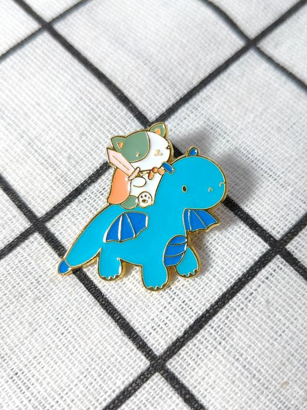 Cute Cartoon Dinosaur & Puppy Design Brooch, Fashion Alloy Badge for Daily Clothing Decor, Trendy All-match & Exquisite Brooch for Birthday Gift