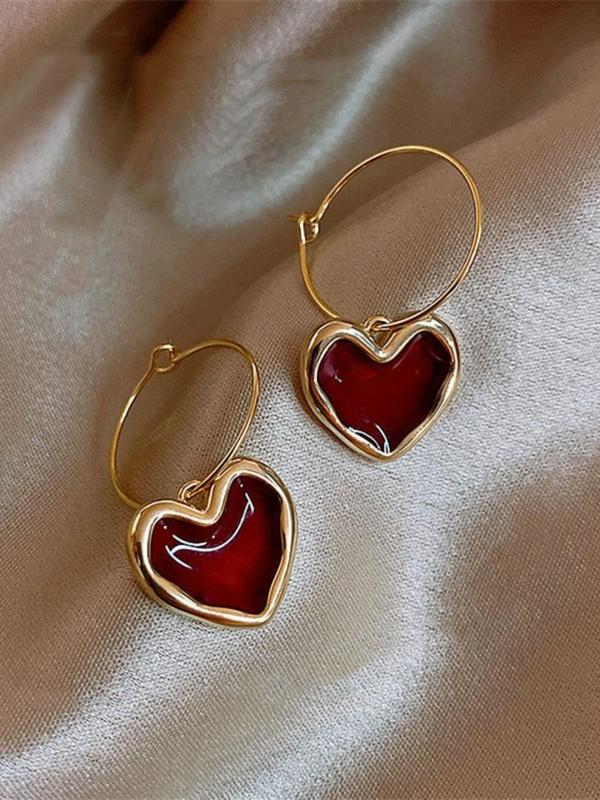 Fashionable Heart Decor Dangle Earrings, Casual Chic Vintage Jewelry for Women, Trendy Jewelry Gift for Party and Daily Life