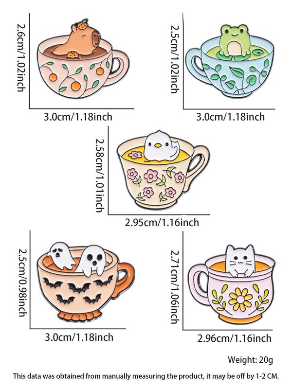 Cartoon Animal Coffee Cup Design Brooch, Clothes Accessories for Women & Men, Enamel Pin Suitable for Backpacks, Jeans, Scarves, Hats Decoration Fixed Buckle