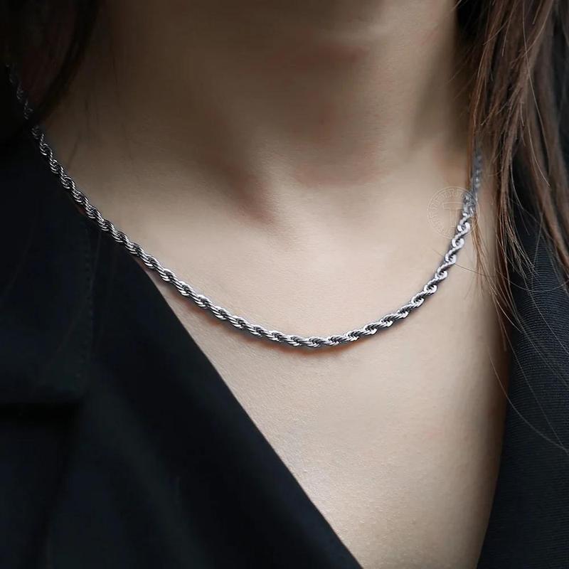 Stainless Steel Twisted Rope Link Chain 3 5 7mm Necklace for Men Women Fashion Gifts 18-24inch