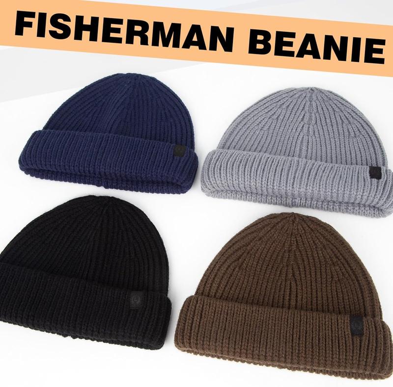 2 Pack Fisherman Beanie Winter Trawler Beanie Fashion Watch Hat Regular Skull Cap for Men Women