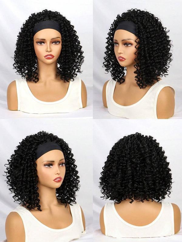 Deep Wave Headband Wig, Gorgeous Fluffy Wigs for Women, Natural Looking Synthetic Wigs for Party, Daily Use