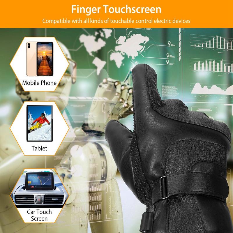 Electric Heated Gloves USB Plug Touchscreen Thermal Gloves Leather Windproof Winter Hands Warmer Unisex