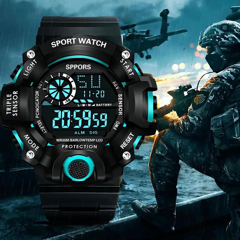 Men's Watch Digital Sports Electronic Wristwatch Large Dial Multifunctional Waterproof Luminous Alarm Male's Bracelet