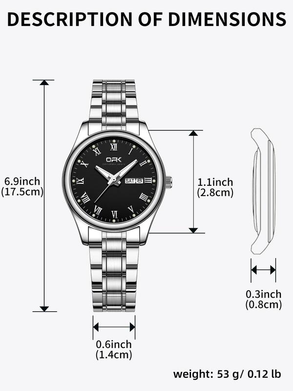 Women's Minimalist Classic Round Dial Stainless Steel Strap Quartz Watch, Fashionable Watch For Women & Girls, Gift For Women