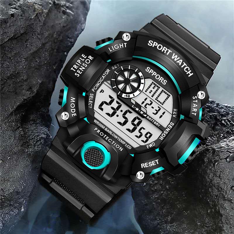 Men's Watch Digital Sports Electronic Wristwatch Large Dial Multifunctional Waterproof Luminous Alarm Male's Bracelet