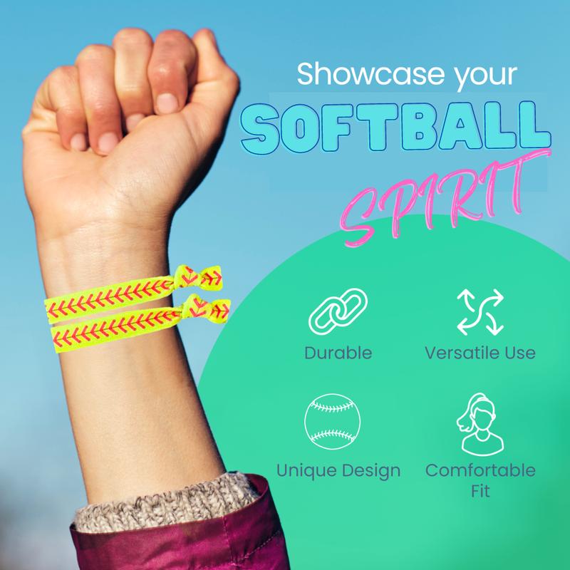 Girls Softball Hair Ties Set - Ball Stitch