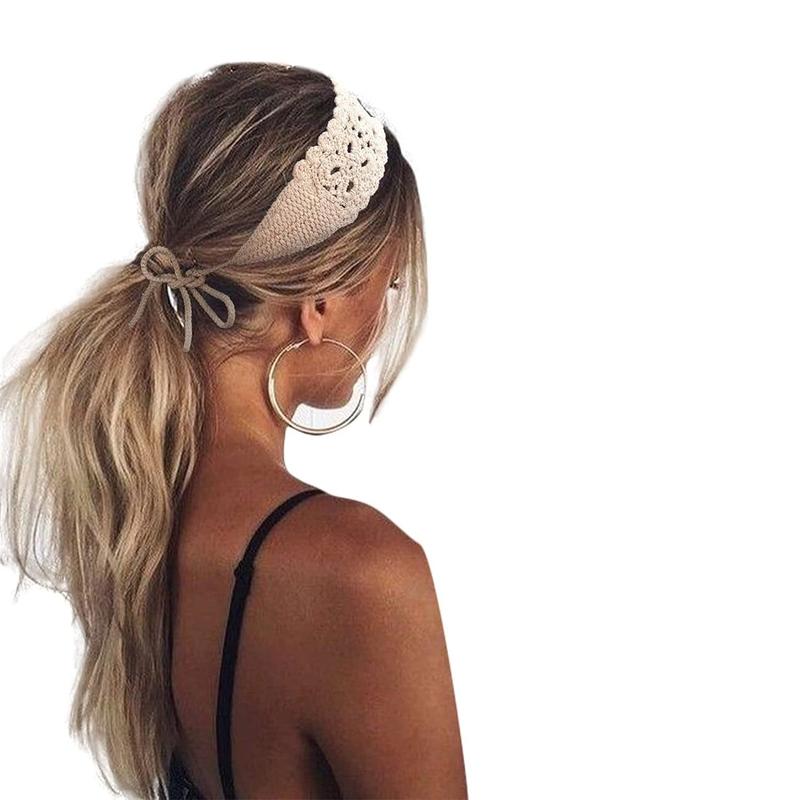 3Pcs Set Crochet Hippie Hair Bandanas Headbands for Women Boho Floral Headband Knit Hair Bands Floral Head Wrap for Girls