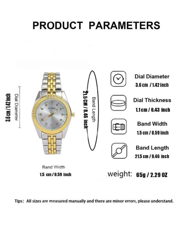 Men's Business Fashion Round Dial Analog Quartz Watch, Fashion Rhinestones Decor Watch for Party, Daily Decor, Trendy All-match & Exquisite Watch for Birthday Gift without Box