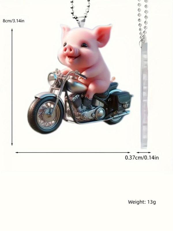 Cute Piggy & Motorcycle Design Hanging Ornament, Cute Keychain for Car Keys & Bag & Car Decor, Versatile Novelty Hanging Pendant for Daily Decor