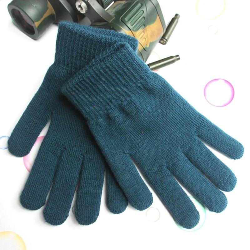 Women Plush Knitted Gloves Autumn Hand Warmer Winter Thicken Lining Full Fingered Mittens Skiing Short Wrist Warm Unisex