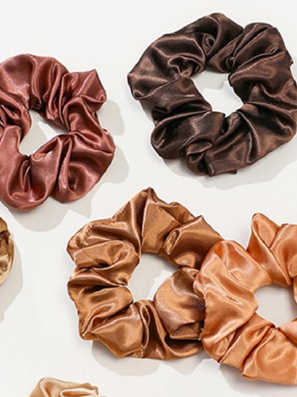 Fashion Solid Color Silk Cloth Hair Tie As Gift, Cute Satin Scrunchie for Women and Girl, Minimalist Headwear Suitable for Thick Hair for Daily Wear for Gifts