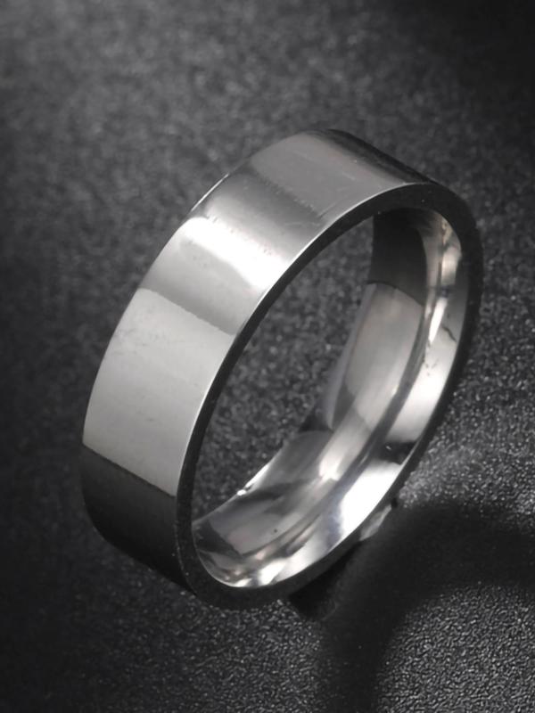 Simple Stainless Steel Couple Ring for Women & Men,  Fashion Jewelry for Party, Daily Clothing Decor, Trendy All-match & Exquisite Jewelry for Birthday Gift