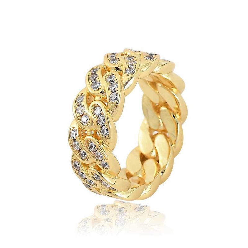 Hip hop Cuban chain ring Gold plated women men's fashion Ring Everyday jewelry