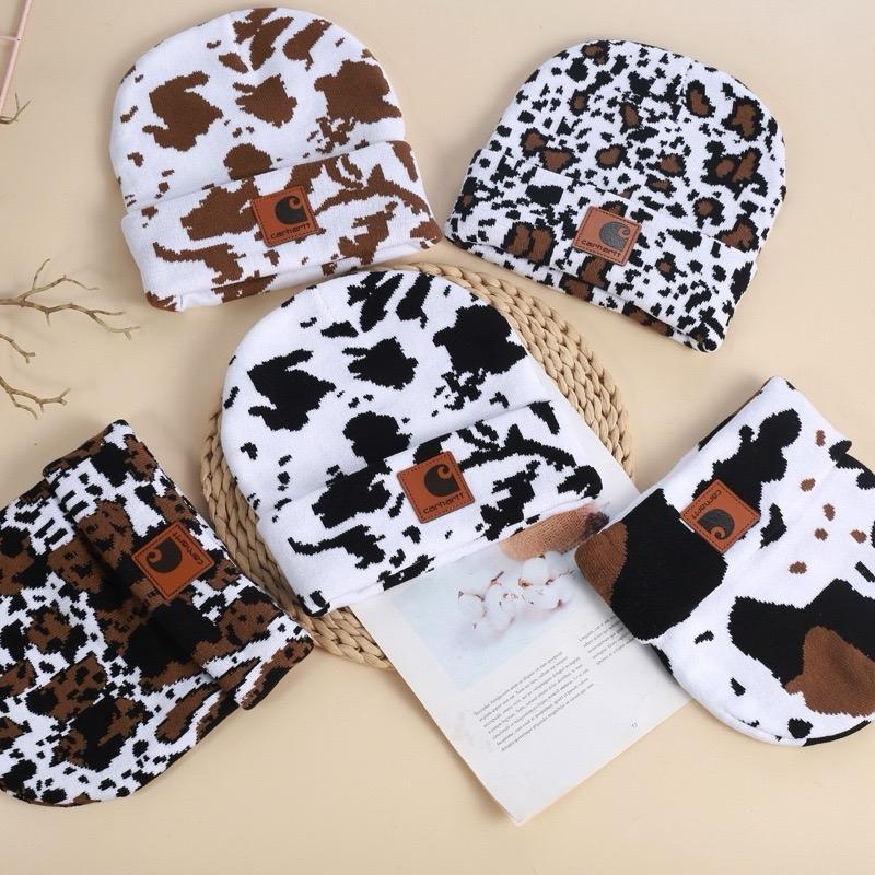 Cow Print Fall Weather Unisex Beanie Hat