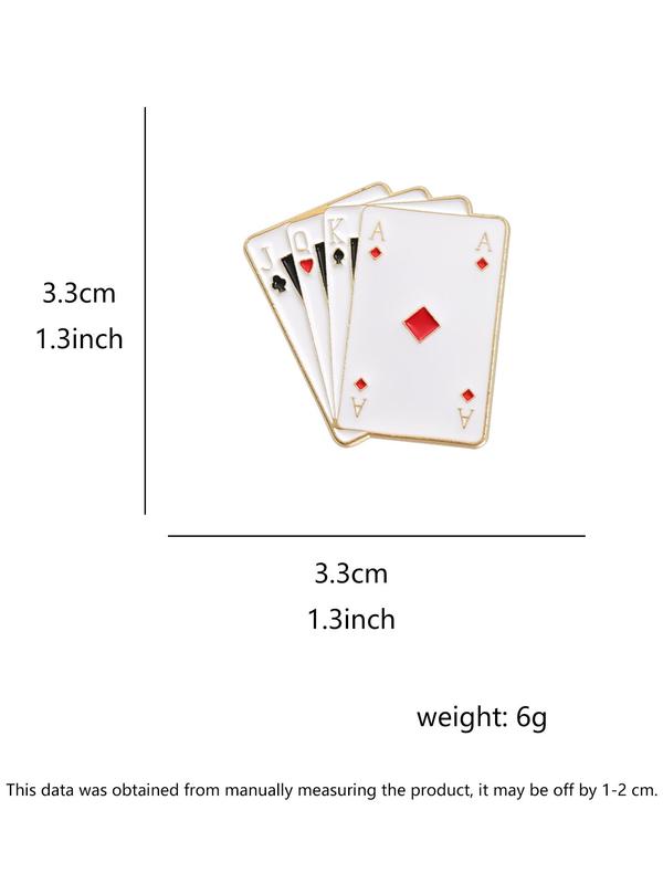 Playing Card Design Brooch, Creative Fashion Alloy Badge, Clothes Accessories for Men & Women for Daily Life