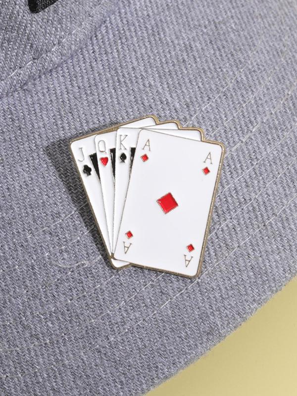 Playing Card Design Brooch, Creative Fashion Alloy Badge, Clothes Accessories for Men & Women for Daily Life