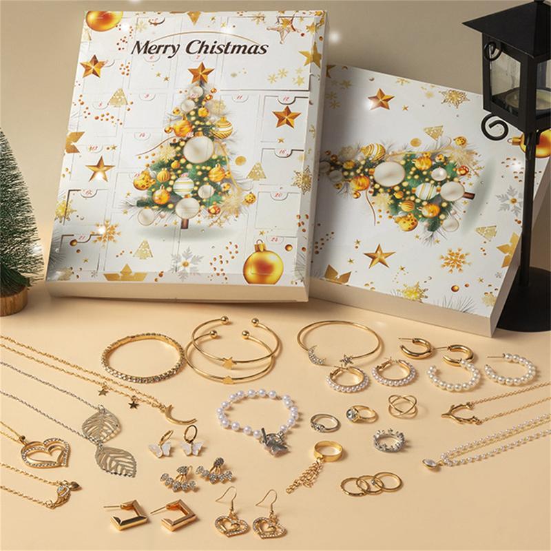 2024 Christmas Countdown Calendar 24 Day Jewelry Advent Calendar Box Set for Women Present Holiday Decoration advent calendar 2024