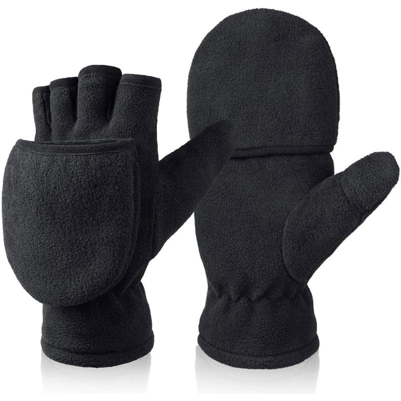 Winter Convertible Gloves Flip Top Mittens Warm Polar Fleece for Winter Running Texting Photographing for Men Women