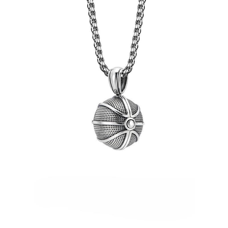 Fashion hip-hop style stainless steel champion basketball adjustable pendant necklace for men and women sports trend necklace