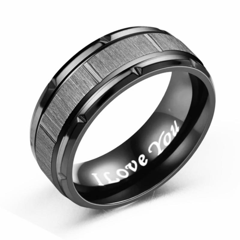 Men's Fashion Stainless Steel Rings, Trendy Engagement Wedding Jewelry, Black Tungsten ring black tungsten