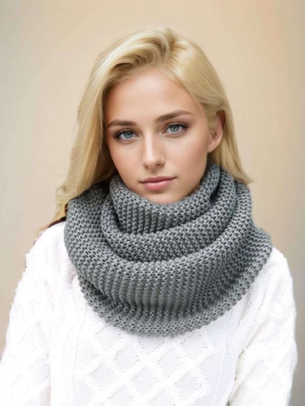 Unisex Knit Infinity Scarf Minimalist Monochrome Pullover Neck Gaiter Autumn Winter Thickened Warm Neck Cover