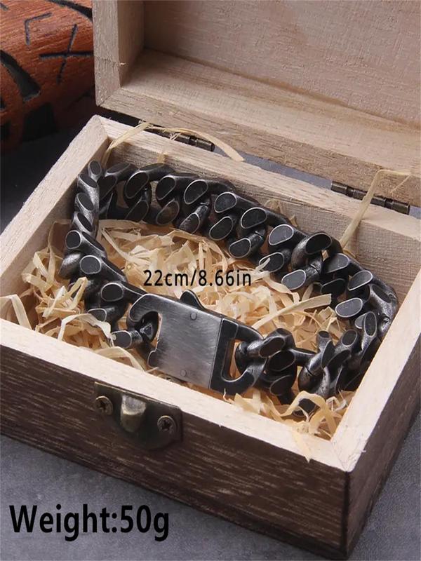 Punk Style Stainless Steel Cuban Chain Bracelet, Vintage Hand Jewelry for Party, Daily, Trendy All-match & Exquisite Jewelry for Birthday Gift