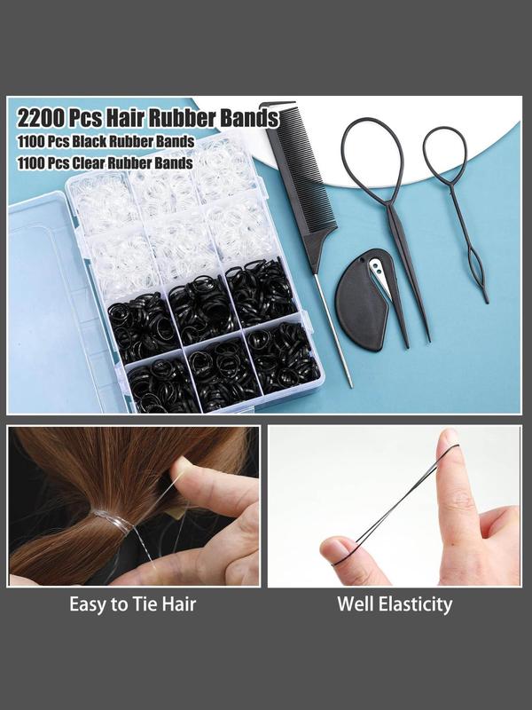 Hair Accessories Set with Storage Box, Elastic Hair Tie & & Hair Tie Cutter & Hair Comb & Hair Styling Tool Set for Women & Girls Gifts