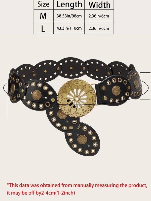 Women's Vintage Western Style Grommet Eyelet Decorated PU Buckle Belt, Boho Style Buckle Belt for Daily Clothing Decor, Trendy All-match & Exquisite Belt for Birthday Gift