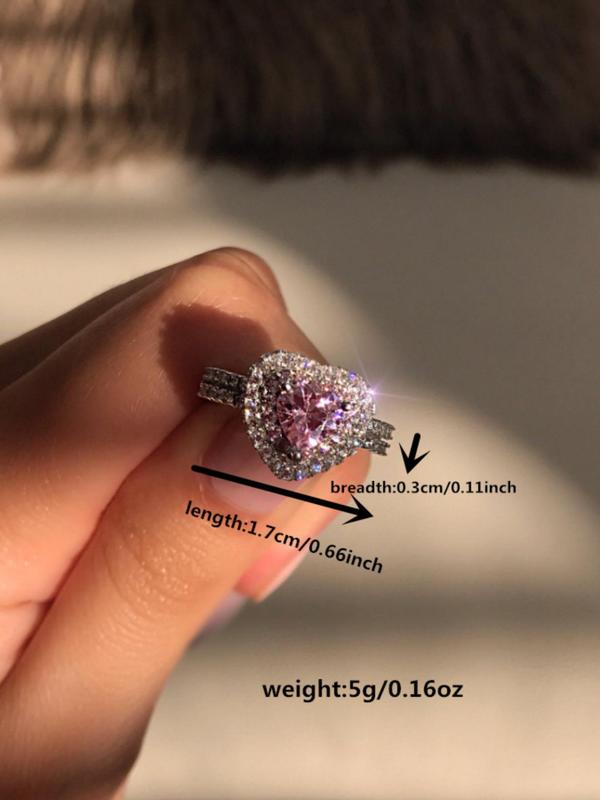 Fashion Rhinestone Decorated Heart Design Ring, Fashion Jewelry for Party, Daily Clothing Decor, Trendy All-match & Exquisite Jewelry for Birthday Gift