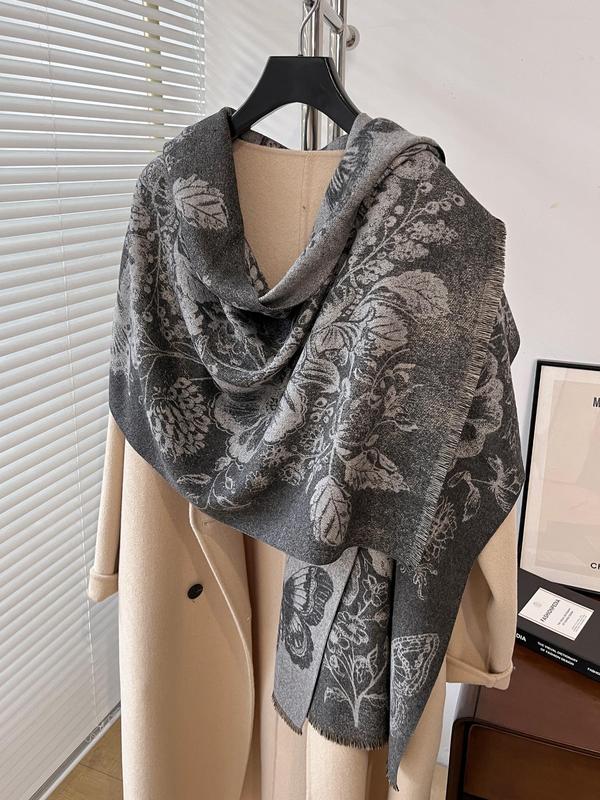 Women's Butterfly Print Long Scarf, Casual Soft Warm Shawl for Fall & Winter, Fashion Accessories for Daily Wear