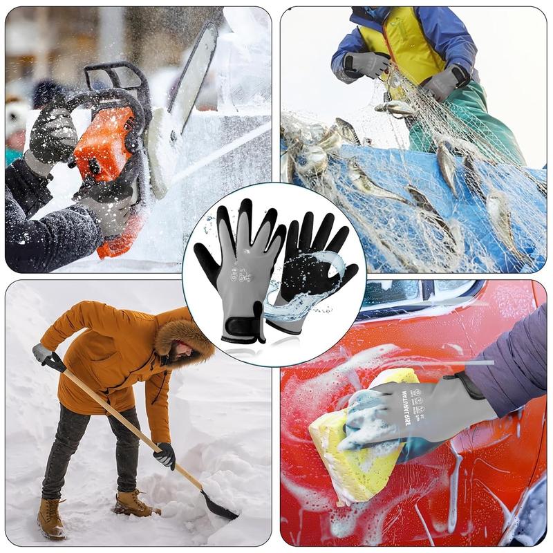 Waterproof Gloves for Men & Women,Winter Work Gloves for Cold Weather,Waterproof Work Gloves with Grip,Winter Freezer Gloves for Working,Gardening, Fishing, Construction Worker (Grey,Medium)